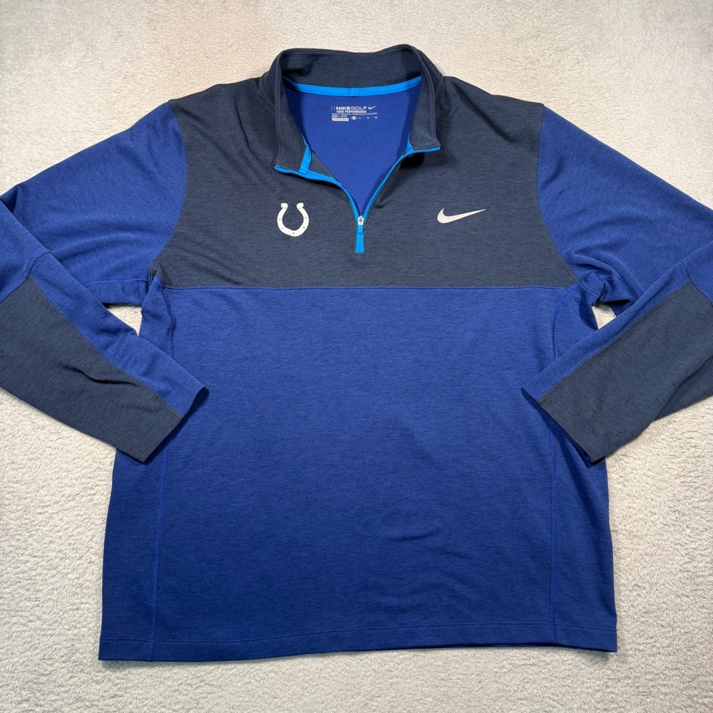 Nike Golf Tour Performance Indianapolis Colts Mens XL Blue Dri-FIT Quarter Zip
